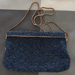 Elegant Blue Beaded Women's Bag